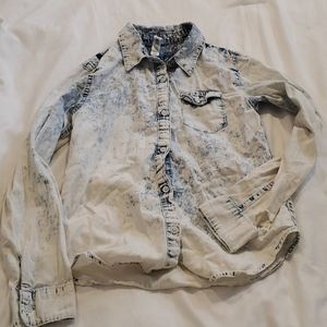 Blue and white button down top